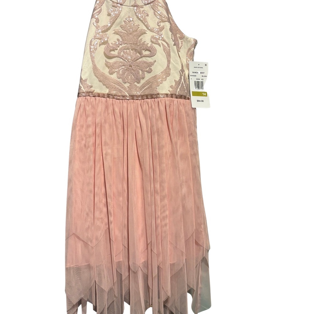 Rare Editions Pink and Cream Formal Kids Dress